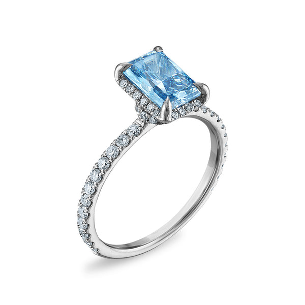 Signature EcoLove 2 CTW Fancy Blue Lab Grown Diamond Engagement Ring in 14KT White Gold