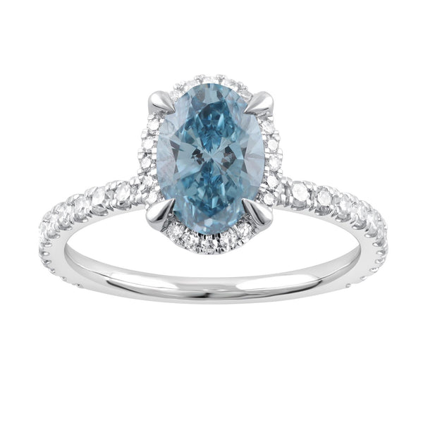 Signature EcoLove 2 CTW Fancy Blue Lab Grown Diamond Ring in 14KT White Gold