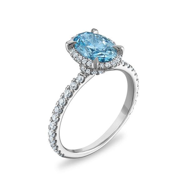 Signature EcoLove 2 CTW Fancy Blue Lab Grown Diamond Ring in 14KT White Gold