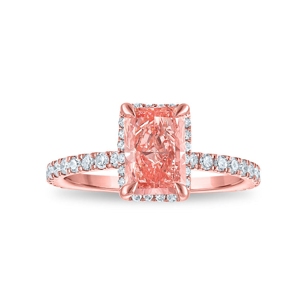 Signature EcoLove 2 CTW Fancy Pink Lab Grown Diamond Halo Engagement Ring in 14KT Rose Gold