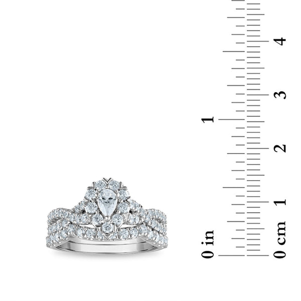 LoveSong 88 EcoLove 1 1/4 CTW Lab Grown Diamond Halo Bridal Set Ring in 14KT White Gold