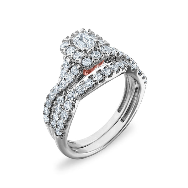 LoveSong 88 EcoLove 1 1/4 CTW Lab Grown Diamond Halo Bridal Set Ring in 14KT White Gold