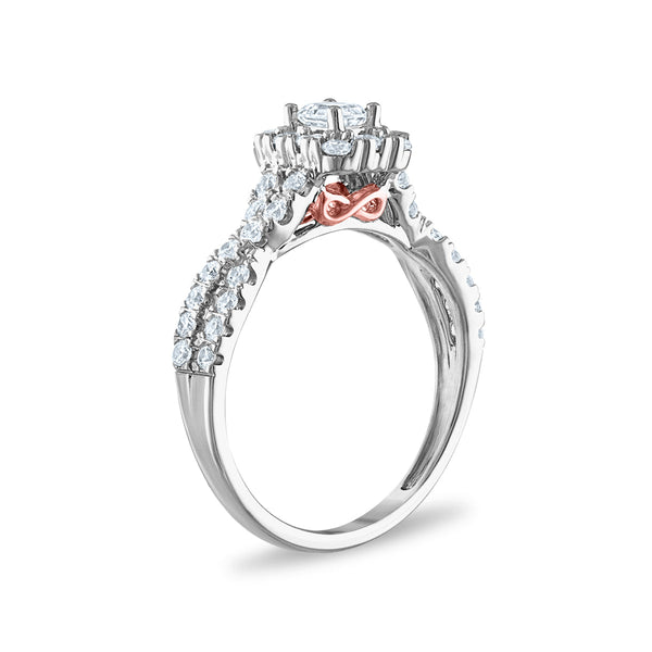 LoveSong 88 EcoLove 1 1/4 CTW Lab Grown Diamond Halo Bridal Set Ring in 14KT White Gold