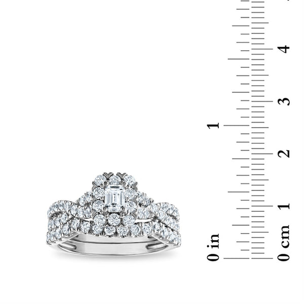 LoveSong 88 EcoLove 1 1/4 CTW Lab Grown Diamond Halo Bridal Set Ring in 14KT White Gold