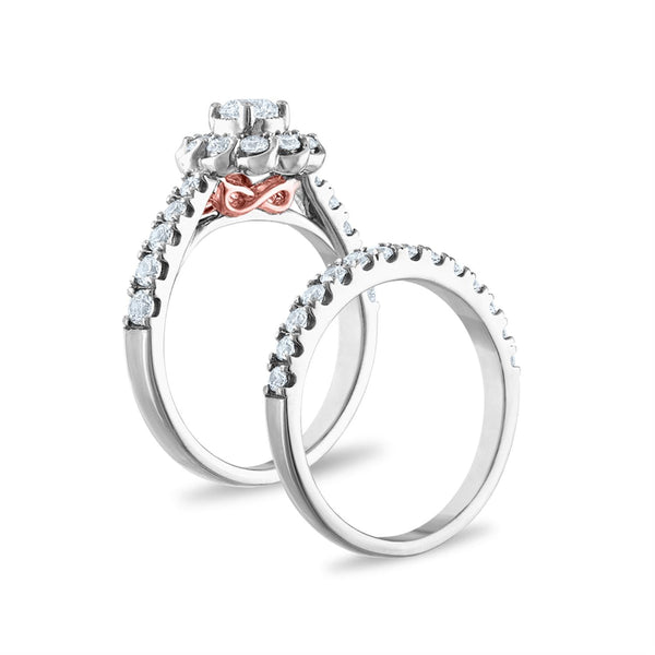 LoveSong 88 EcoLove 1 1/2 CTW Lab Grown Diamond Halo Bridal Set Ring in 14KT White Gold