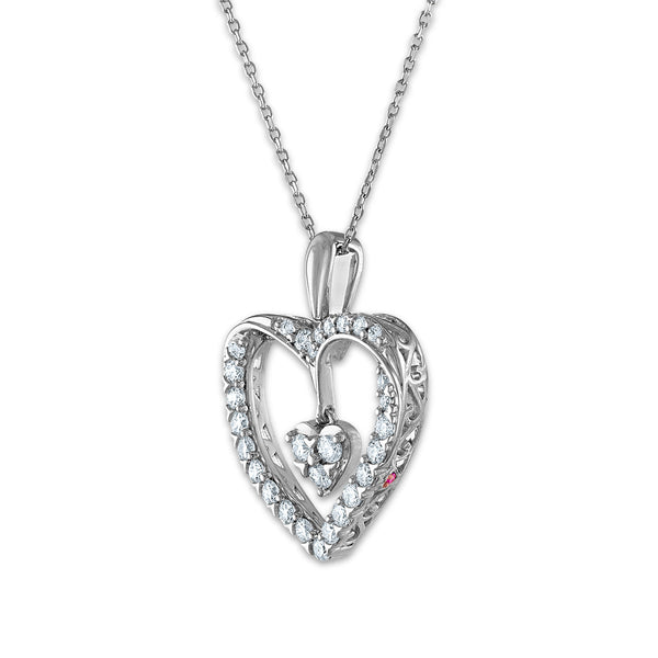 LoveSong EcoLove 3/4 CTW Lab Grown Diamond Heart 18-inch Pendant in 10KT White Gold