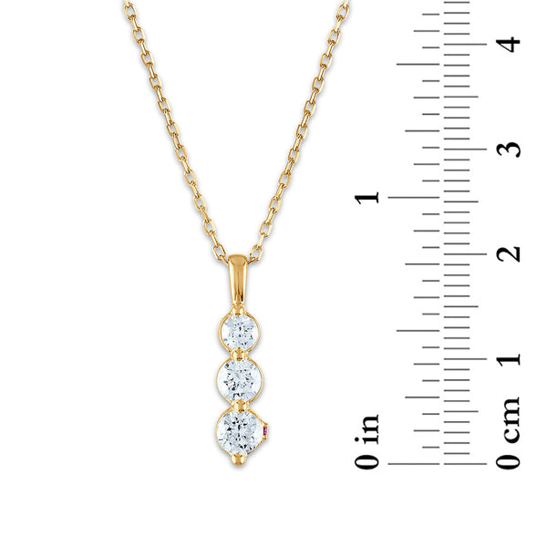 LoveSong EcoLove 3/4 CTW Lab Grown Diamond Three Stone 18-inch Pendant in 10KT Yellow Gold