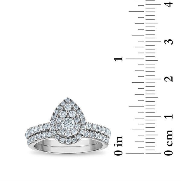 LoveSong EcoLove 1 CTW Lab Grown Diamond Cluster Bridal Set in 10KT White Gold