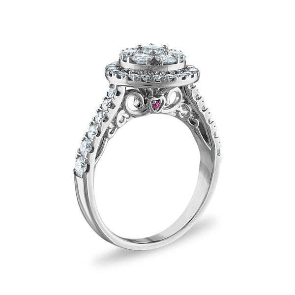 LoveSong EcoLove 1-1/2 CTW Lab Grown Diamond Cluster Halo Bridal Set in 10KT White Gold