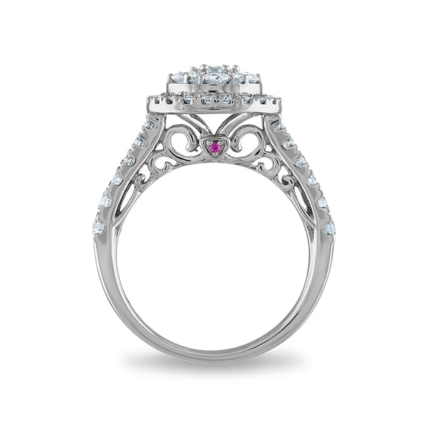 LoveSong EcoLove 1-1/2 CTW Lab Grown Diamond Cluster Halo Bridal Set in 10KT White Gold