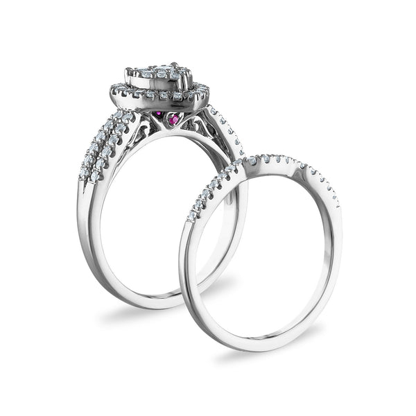 LoveSong EcoLove 3/4 CTW Lab Grown Diamond Heart Bridal Set in 10KT White Gold