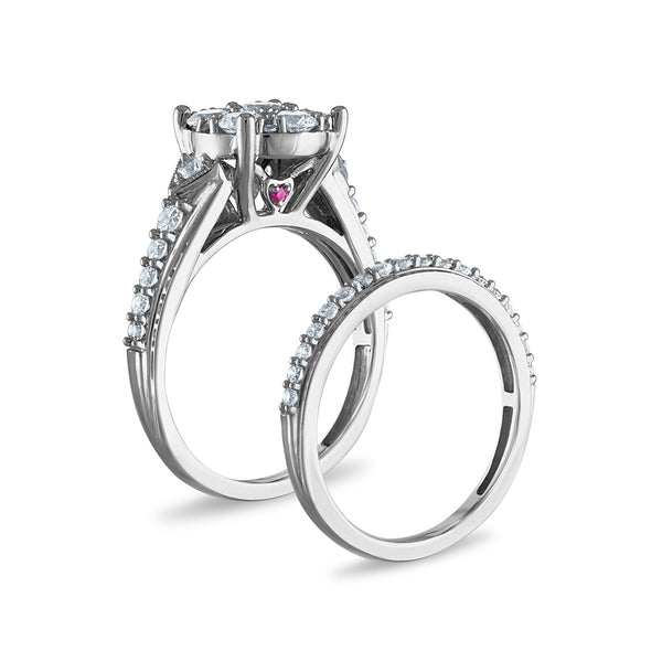 LoveSong EcoLove 1-1/2 CTW Lab Grown Diamond Cluster Bridal Set in 10KT White Gold