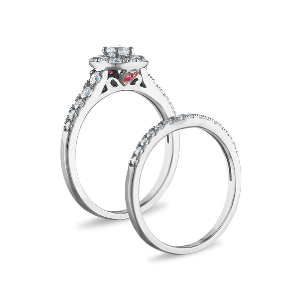 LoveSong EcoLove 9/10 CTW Lab Grown Diamond Halo Bridal Set in 10KT White Gold