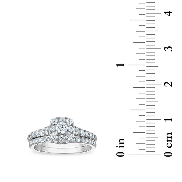 LoveSong EcoLove 9/10 CTW Lab Grown Diamond Halo Bridal Set in 10KT White Gold