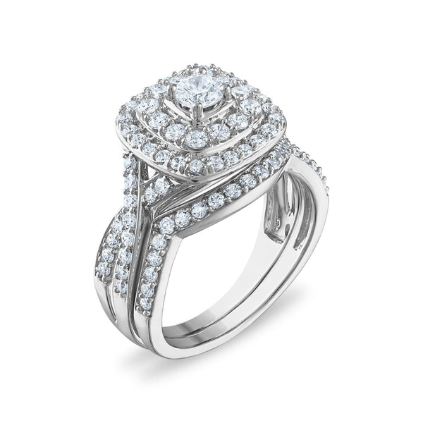 LoveSong EcoLove 1 1/4 CTW Lab Grown Diamond Halo Bridal Set in 10KT White Gold