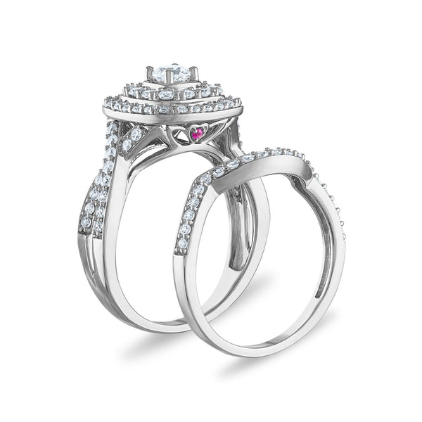 LoveSong EcoLove 1 1/4 CTW Lab Grown Diamond Halo Bridal Set in 10KT White Gold