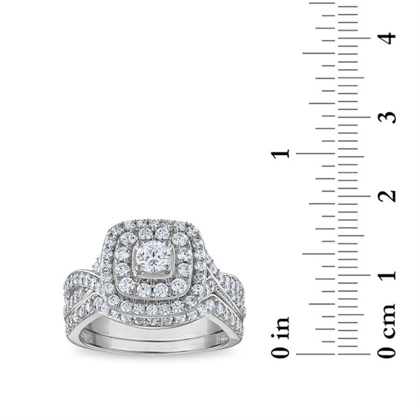 LoveSong EcoLove 1 1/4 CTW Lab Grown Diamond Halo Bridal Set in 10KT White Gold