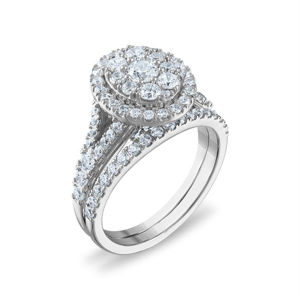 LoveSong EcoLove 1-1/2 CTW Lab Grown Diamond Halo Bridal Set in 10KT White Gold