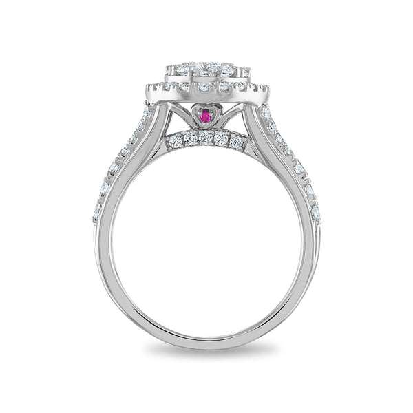 LoveSong EcoLove 1-1/2 CTW Lab Grown Diamond Halo Bridal Set in 10KT White Gold