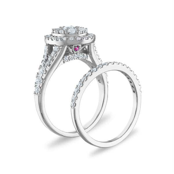 LoveSong EcoLove 1-1/2 CTW Lab Grown Diamond Halo Bridal Set in 10KT White Gold