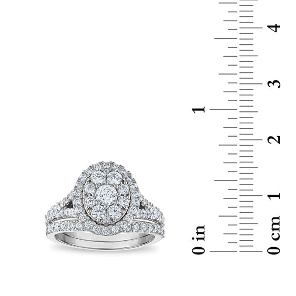 LoveSong EcoLove 1-1/2 CTW Lab Grown Diamond Halo Bridal Set in 10KT White Gold