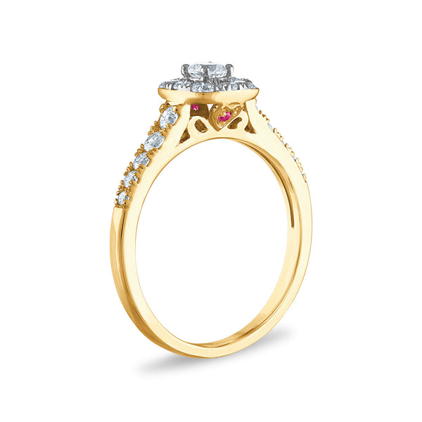 LoveSong EcoLove 9/10 CTW Lab Grown Diamond Halo Bridal Set in 10KT Yellow Gold