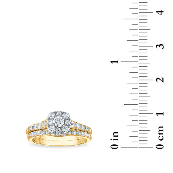 LoveSong EcoLove 9/10 CTW Lab Grown Diamond Halo Bridal Set in 10KT Yellow Gold