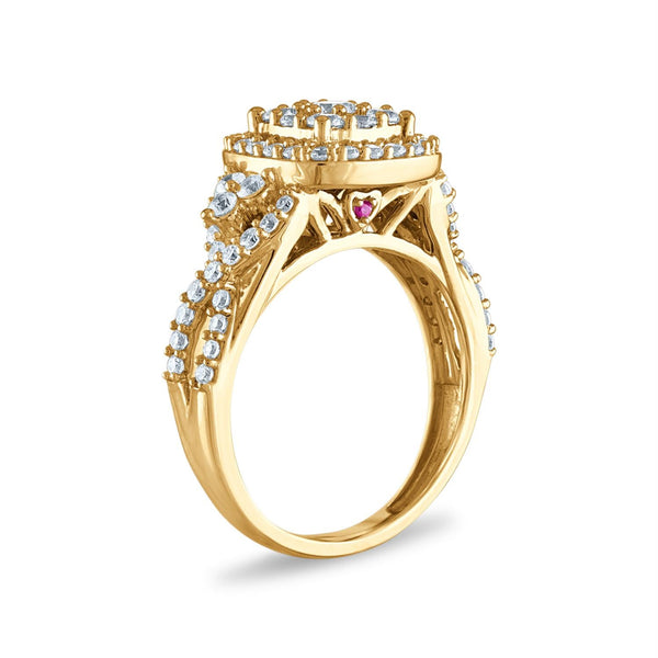 LoveSong EcoLove 1-3/8 CTW Lab Grown Diamond Halo Bridal Set in 10KT Yellow Gold