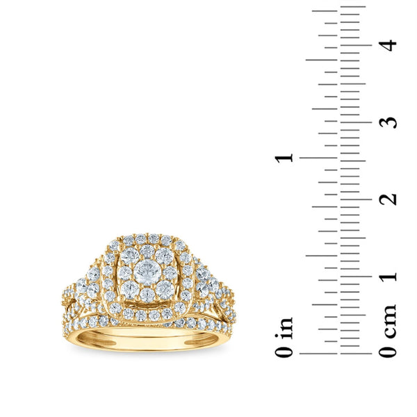 LoveSong EcoLove 1-3/8 CTW Lab Grown Diamond Halo Bridal Set in 10KT Yellow Gold