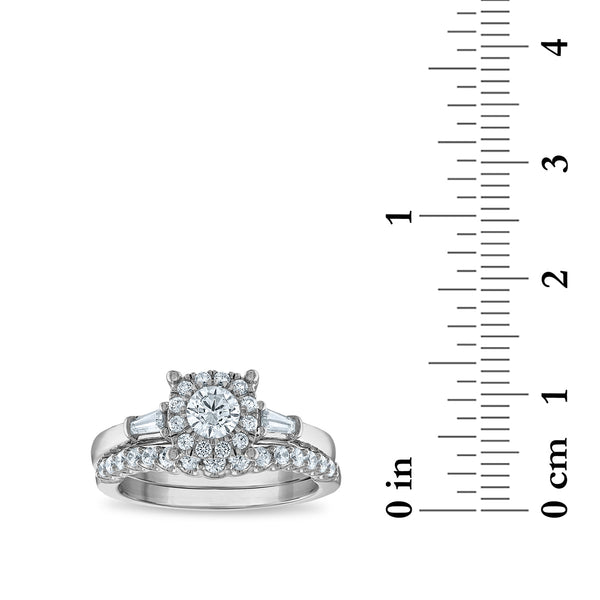 LoveSong EcoLove 1 CTW Lab Grown Diamond Halo Bridal Set in 10KT White Gold