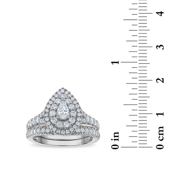 LoveSong EcoLove 1 1/4 CTW Lab Grown Diamond Halo Bridal Set in 10KT White Gold