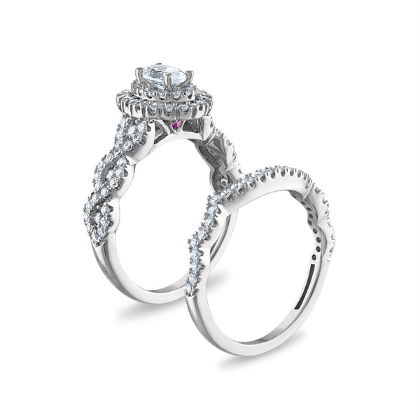 LoveSong EcoLove 1 1/4 CTW Lab Grown Diamond Halo Bridal Set in 10KT White Gold