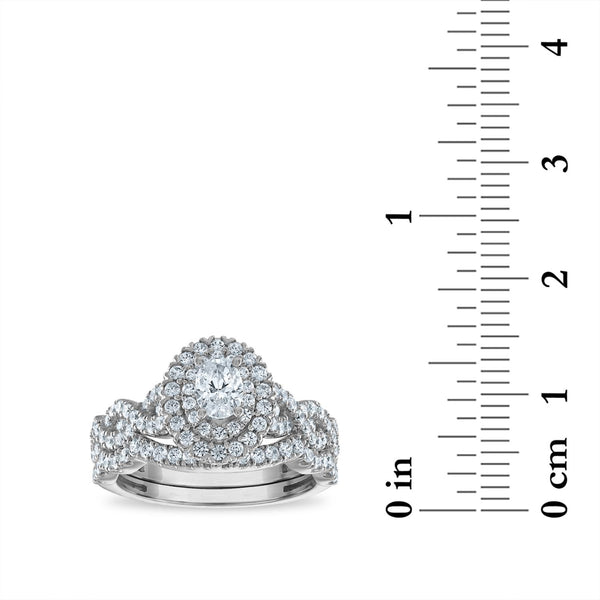 LoveSong EcoLove 1 1/4 CTW Lab Grown Diamond Halo Bridal Set in 10KT White Gold