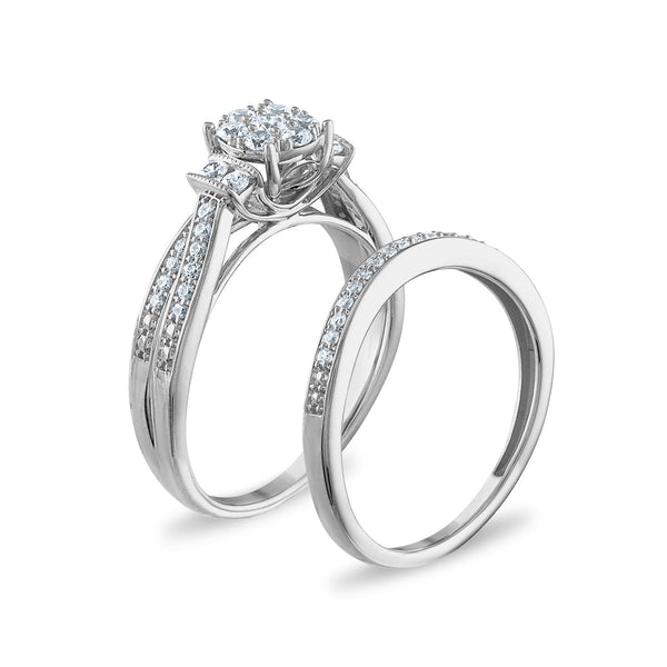 LoveSong EcoLove 1/2 CTW Lab Grown Diamond Halo Bridal Set in 10KT White Gold