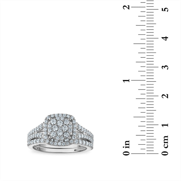 LoveSong EcoLove 1 CTW Lab Grown Diamond Cluster Halo Bridal Set in 10KT White Gold