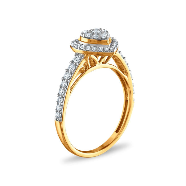 LoveSong EcoLove 3/4 CTW Lab Grown Diamond Heart Halo Cluster Bridal Set in 10KT Yellow Gold