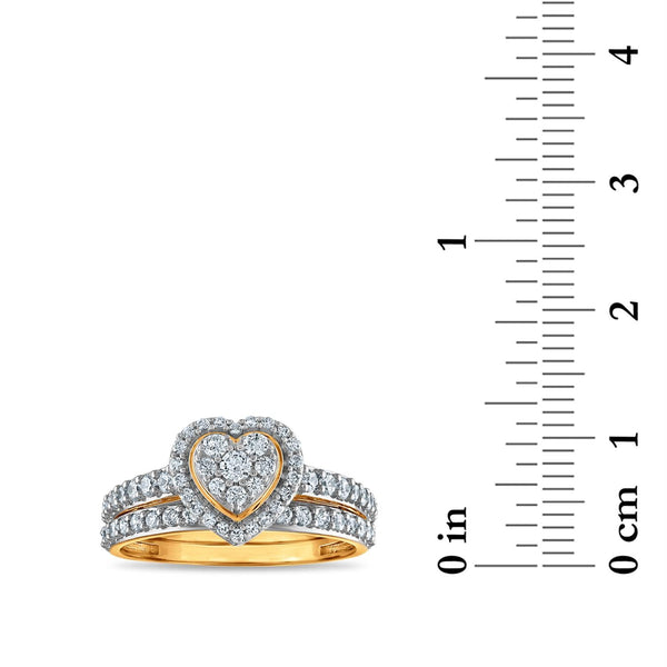 LoveSong EcoLove 3/4 CTW Lab Grown Diamond Heart Halo Cluster Bridal Set in 10KT Yellow Gold