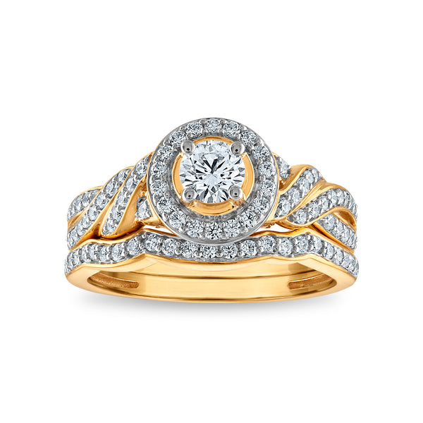 LoveSong EcoLove 1 CTW Lab Grown Diamond Halo Infinity Bridal Set in 10KT Yellow Gold