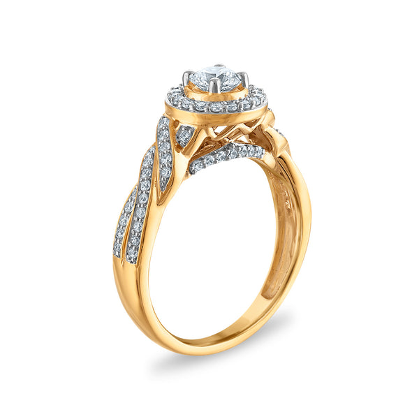 LoveSong EcoLove 1 CTW Lab Grown Diamond Halo Infinity Bridal Set in 10KT Yellow Gold