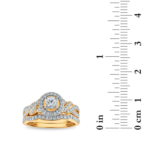 LoveSong EcoLove 1 CTW Lab Grown Diamond Halo Infinity Bridal Set in 10KT Yellow Gold