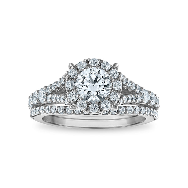 LoveSong EcoLove 2 CTW Lab Grown Diamond Halo Bridal Set in 10KT White Gold