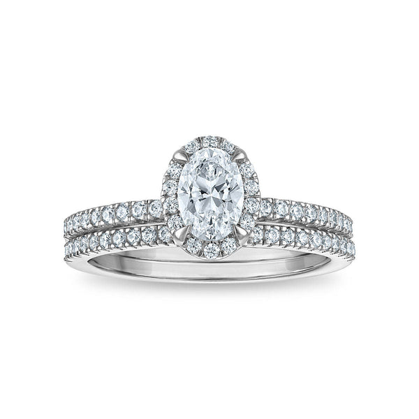 LoveSong EcoLove 1 CTW Lab Grown Diamond Halo Bridal Set in 10KT White Gold