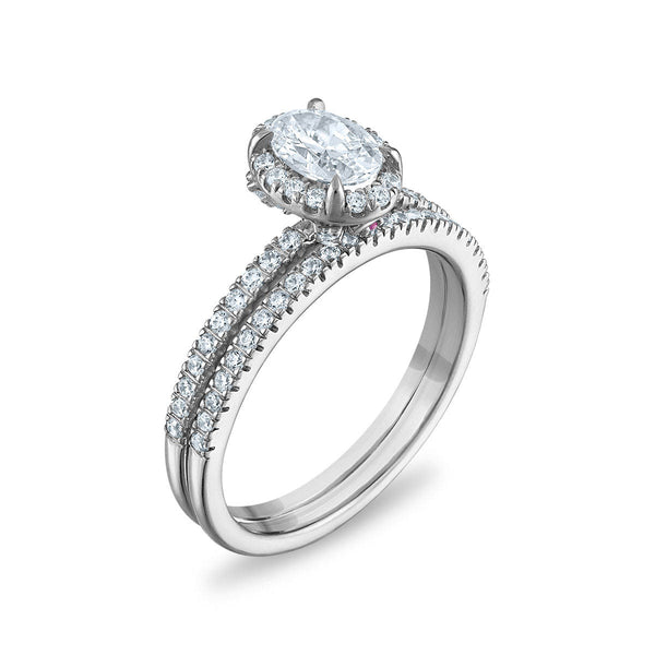 LoveSong EcoLove 1 CTW Lab Grown Diamond Halo Bridal Set in 10KT White Gold