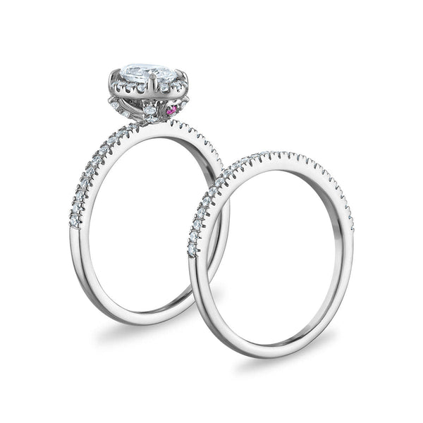 LoveSong EcoLove 1 CTW Lab Grown Diamond Halo Bridal Set in 10KT White Gold