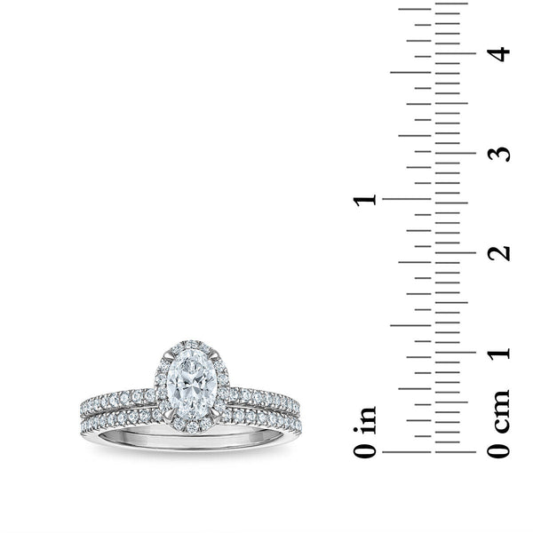 LoveSong EcoLove 1 CTW Lab Grown Diamond Halo Bridal Set in 10KT White Gold