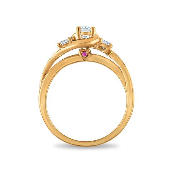 LoveSong EcoLove 3/4 CTW Lab Grown Diamond Three Stone Bridal Set in 10KT Yellow Gold