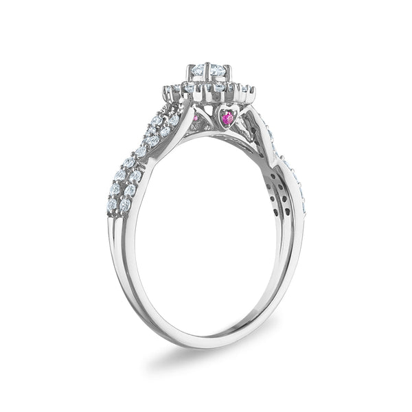 LoveSong EcoLove 3/8 CTW Lab Grown Diamond Promise Halo Round Shaped Ring in 10KT White Gold