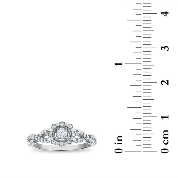 LoveSong EcoLove 3/8 CTW Lab Grown Diamond Promise Halo Round Shaped Ring in 10KT White Gold