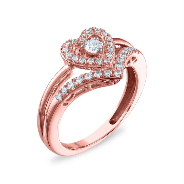 LoveSong EcoLove 3/8 CTW Lab Grown Diamond Heart Promise Ring in 10KT Rose Gold