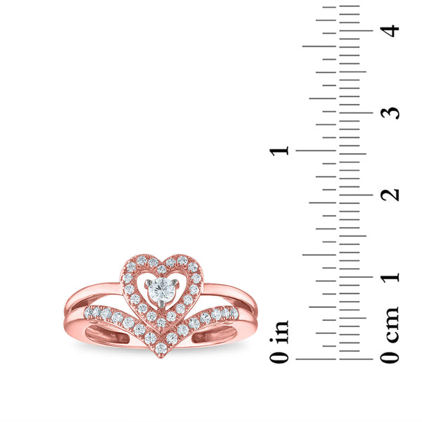 LoveSong EcoLove 3/8 CTW Lab Grown Diamond Heart Promise Ring in 10KT Rose Gold